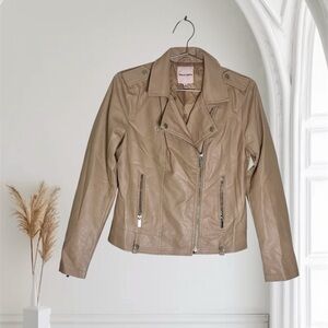 Sequin Hearts Women’s Taupe Leather Jacket Size S